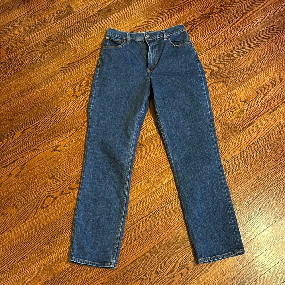 A+F Dark Wash Ankle Straight Ultra High Rise Jeans Curve Love